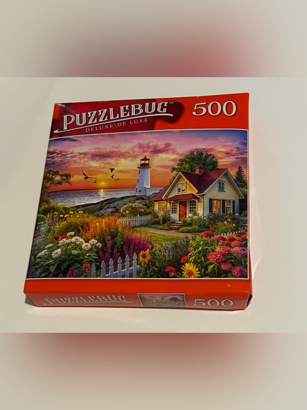 New “Sunset Lighthouse” Puzzle 500 Pieces 18” x 14” Puzzlebug DeLuxe DeLuxe